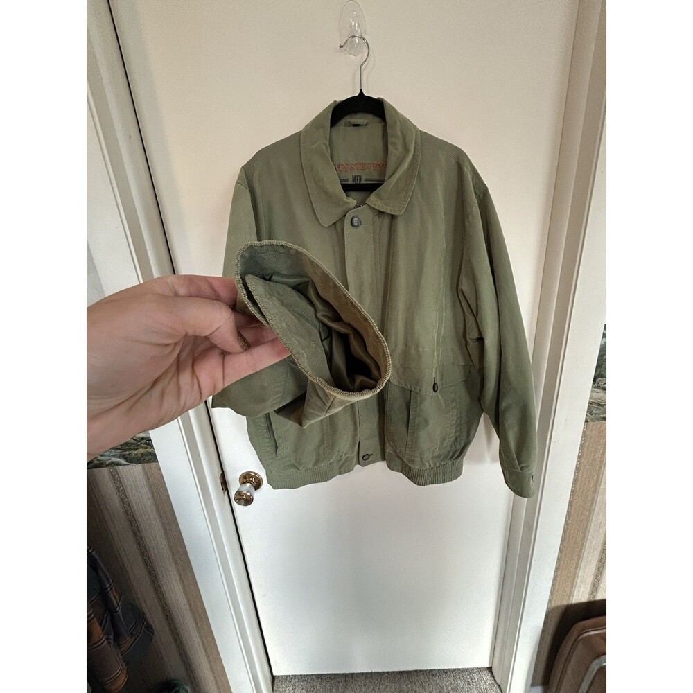 Vintage John Steven's Men's Quality Outwear Bomber Jacket Green SZ 58 L Gorpcore - Picture 2 of 16